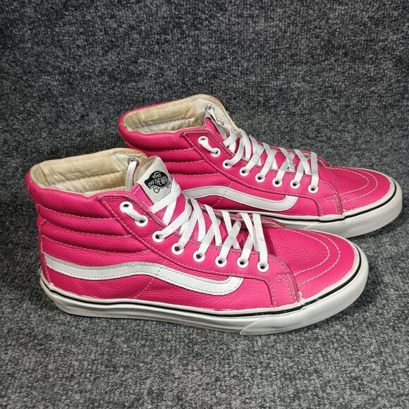 Vans Shoes - Vans Sk8-Hi Leather High Tops Women 8.5 Neon Pink Skate Sneakers